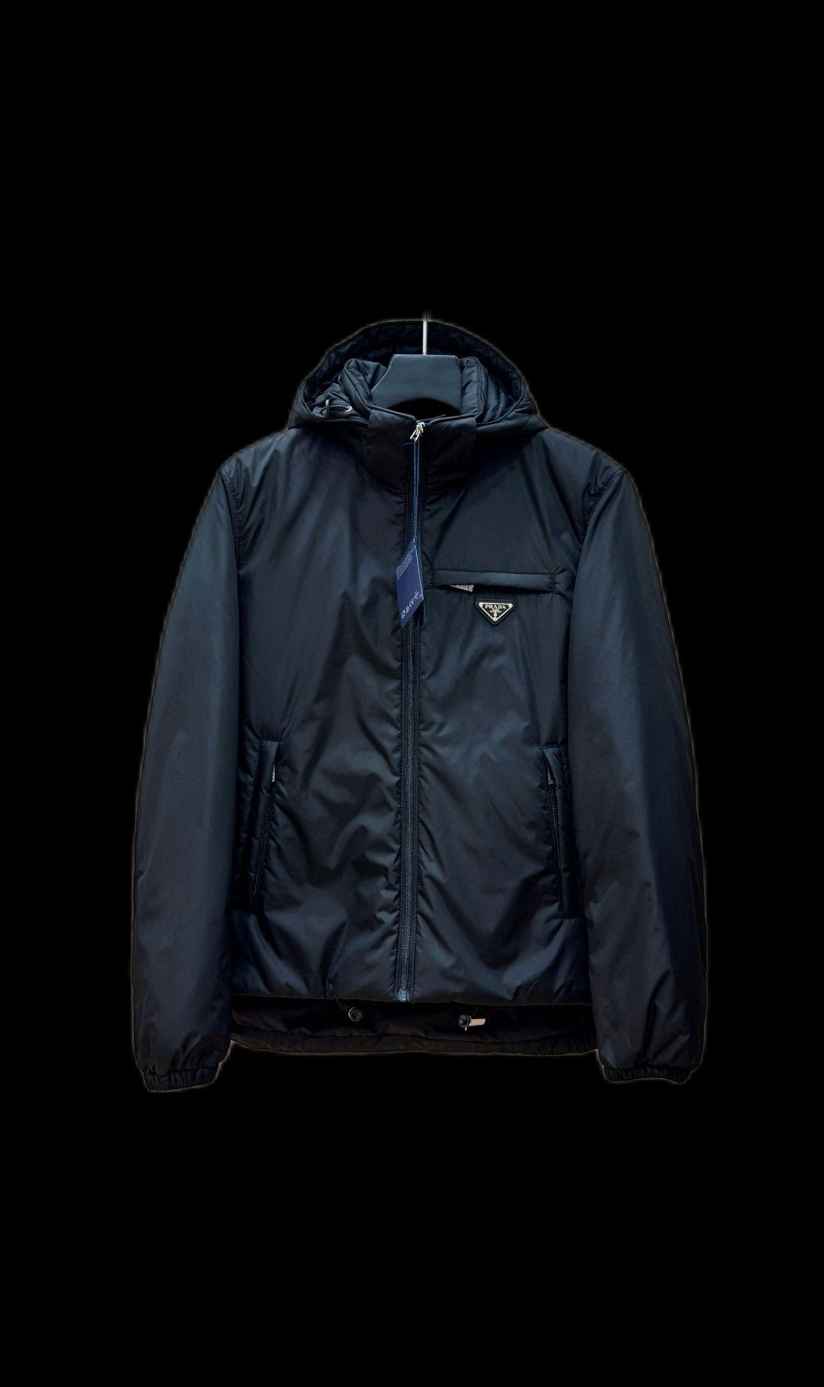 Prada windbreaker black black and gold logo