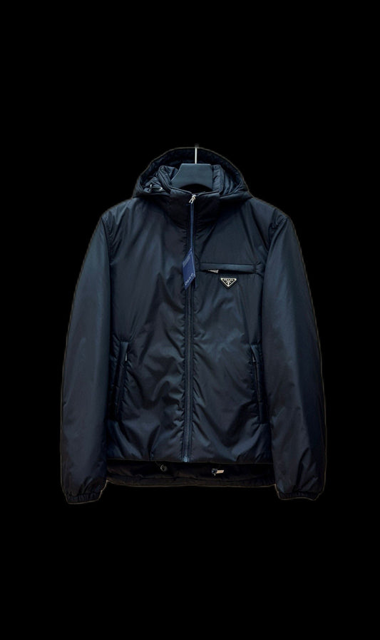 Prada windbreaker black black and gold logo